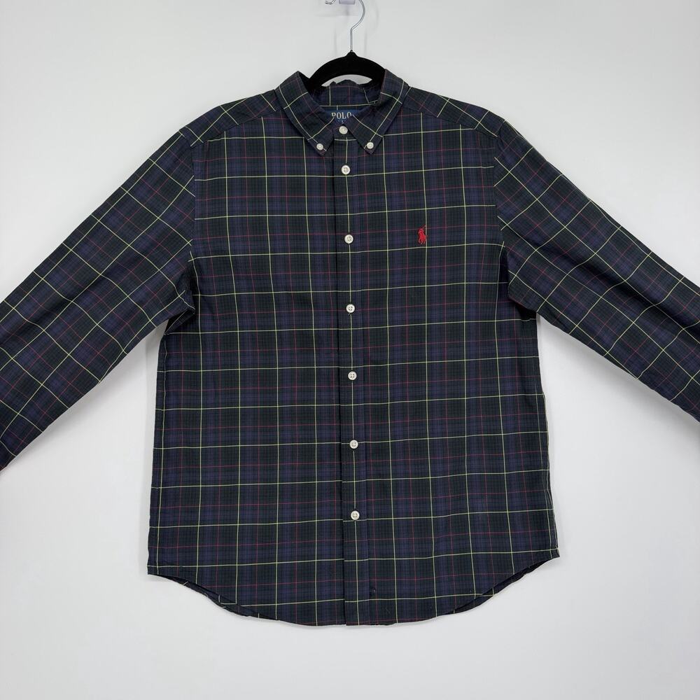 Polo Ralph Lauren Boys XL 16-30 Oxford Shirt Plaid Button Down Shirt Long Sleeve